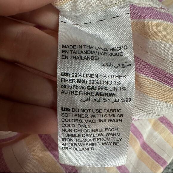Chicos No Iron Linen Striped Button Down Top Size 2 (US Large) - Picture 4 of 7